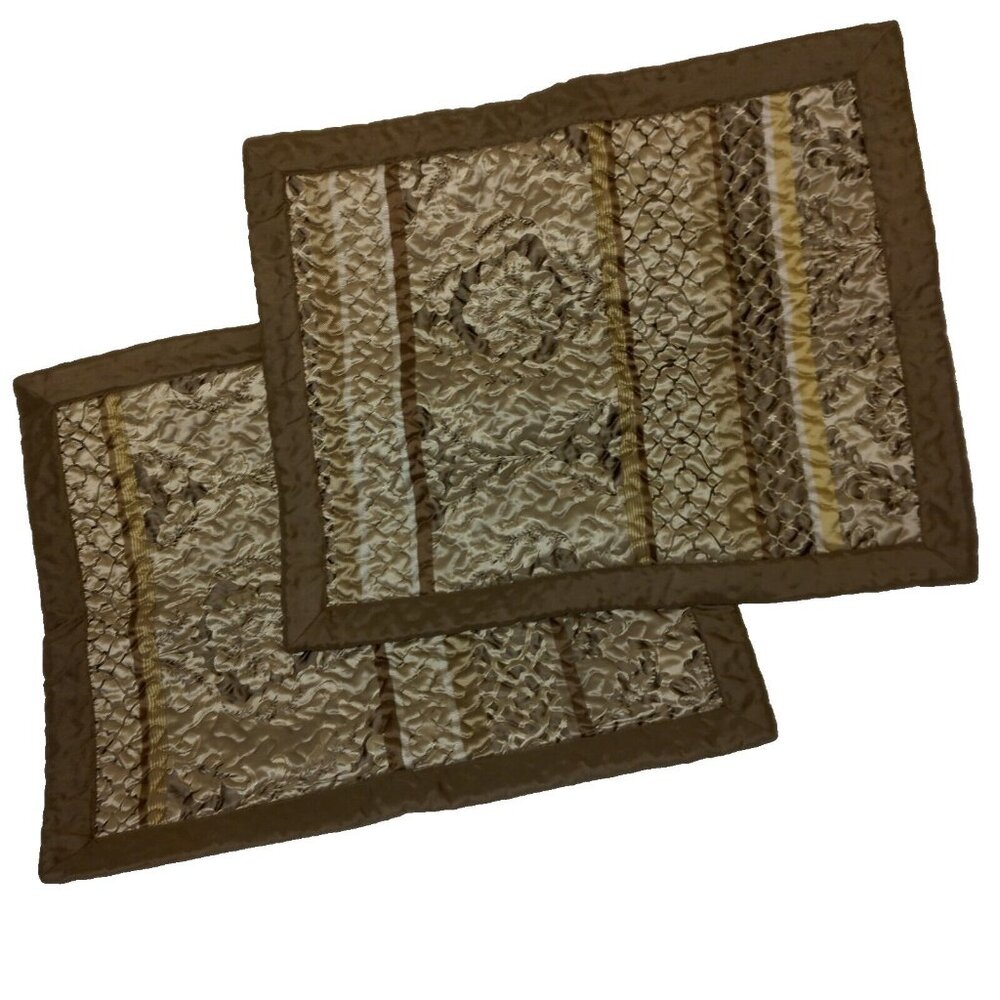 Madison Park Pillow Sham Pair Brown Copper Silver Quilted Floral 2 Bedding